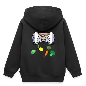 Chat Grippe Lit Vitamines Santé Malade - Sweat Premium à capuche enfant bio - noir - Dos - AI Model Kid Male (0cm)