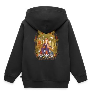 Habitants de la forêt Personnage de conte de fées Enfants Contes de fées Nains - Sweat Premium à capuche enfant bio - noir - Dos - AI Model Kid Male (0cm)