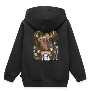 Conte de fées Conte de fées Personnage Fille Forêt Nature Cerf - Sweat Premium à capuche enfant bio - noir - Dos - AI Model Kid Male (0cm)