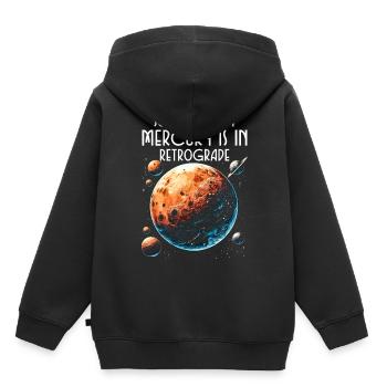 Astrologie rétrograde de Mercure - Sweat Premium à capuche enfant bio - noir - Dos - AI Model Kid Male (0cm)