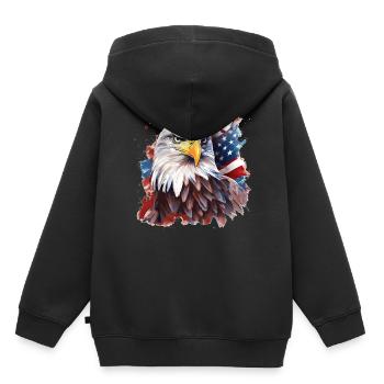 Bald Eagle US American Flag Patriotic Animal - Kinder Premium Organic Hoodie - Schwarz - Hinten - AI Model Kid Male (0cm)