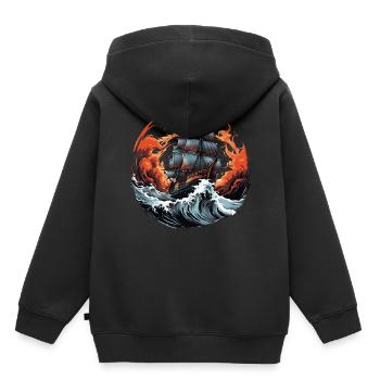 Sailing Pirate Ship Storm Sea Waves Captain Boat - Kinder Premium Organic Hoodie - Schwarz - Hinten - AI Model Kid Male (0cm)
