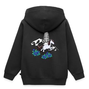 Cheval, Nature, Montagnes, Cheval Sauvage, Poney - Sweat Premium à capuche enfant bio - noir - Dos - AI Model Kid Male (0cm)