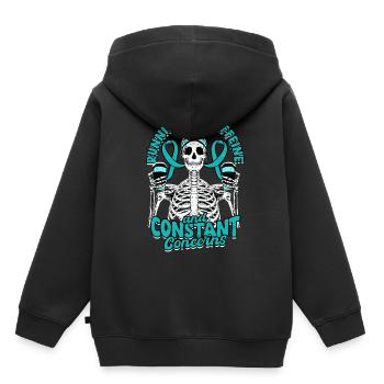 Trouble anxieux Runnin sur la caféine Préoccupations constantes - Sweat Premium à capuche enfant bio - noir - Dos - AI Model Kid Male (0cm)