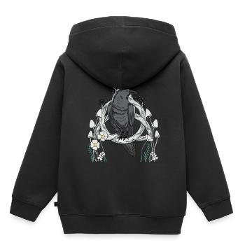 Waldtiere Vogel Rabe Blumen Natur Krähe Dark - Kinder Premium Organic Hoodie - Schwarz - Hinten - AI Model Kid Male (0cm)