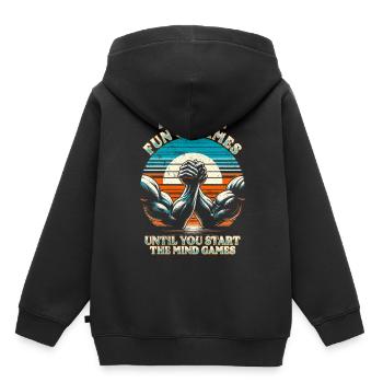 Bras de fer Bras de fer - Sweat Premium à capuche enfant bio - noir - Dos - AI Model Kid Male (0cm)