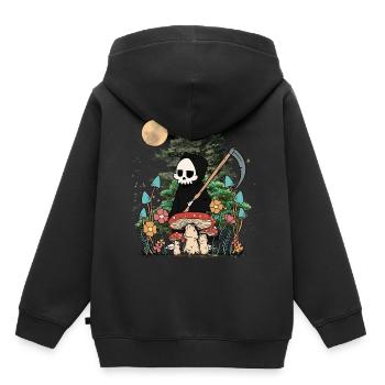 Natur Geist Gespenst Halloween Pilze Nacht Spuk - Kinder Premium Organic Hoodie - Schwarz - Hinten - AI Model Kid Male (0cm)