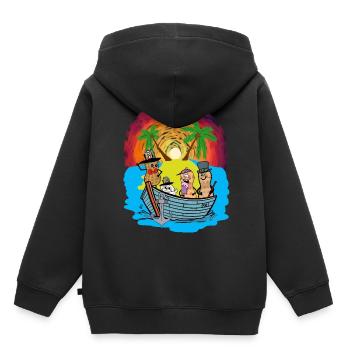 Expédition dans les mers du Sud, Voyage, Aventure, Cacahuètes, Ahoy - Sweat Premium à capuche enfant bio - noir - Dos - AI Model Kid Male (0cm)