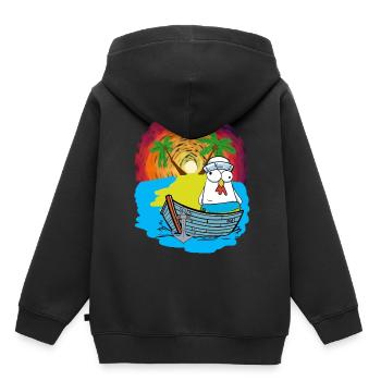 Hühner Matrosen Boot Strand Schwimmring Ahoi - Kinder Premium Organic Hoodie - Schwarz - Hinten - AI Model Kid Male (0cm)
