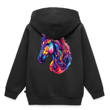 A psychedelic horse head - Kids Premium Organic Hoodie - black - Back - AI Model Kid Male (0cm)