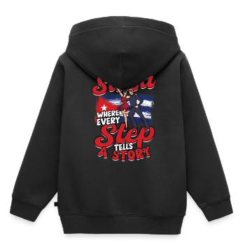 Salsa où chaque pas raconte une histoire - Sweat Premium à capuche enfant bio - noir - Dos - AI Model Kid Male (0cm)
