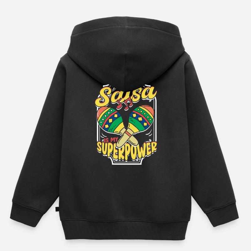 La salsa est mon super pouvoir Salsero Salsera - Sweat Premium à capuche enfant bio - noir
