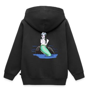 Fantasy Nixe Meerjungfrau Matrose Seefahrer - Kinder Premium Organic Hoodie - Schwarz - Hinten - AI Model Kid Male (0cm)
