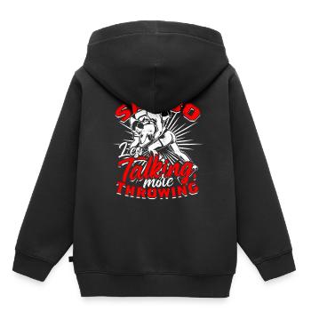 Sambo Moins parler Plus Lancer - Sweat Premium à capuche enfant bio - noir - Dos - AI Model Kid Male (0cm)