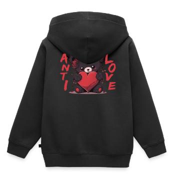 Anti Love Dark Teddy Bear With Heart Emo Valentine - Kinder Premium Organic Hoodie - Schwarz - Hinten - AI Model Kid Male (0cm)