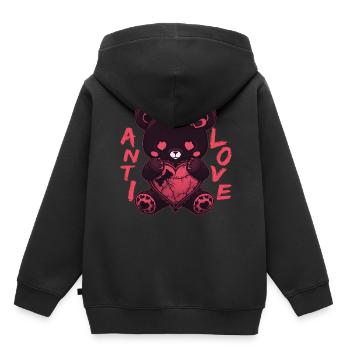Anti Love Black Teddy Bear With Heart Cute Goth - Kinder Premium Organic Hoodie - Schwarz - Hinten - AI Model Kid Male (0cm)