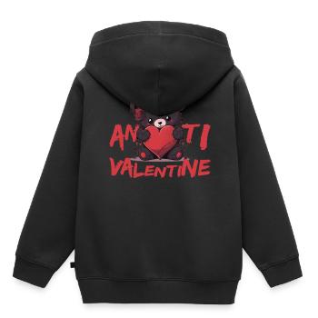 Anti Valentine Cute Black Teddy Bear With Heart Go - Kinder Premium Organic Hoodie - Schwarz - Hinten - AI Model Kid Male (0cm)