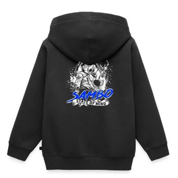 État d’ du Sambo - Sweat Premium à capuche enfant bio - noir - Dos - AI Model Kid Male (0cm)