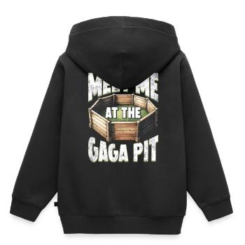 Gagaball Gaga Ball Rencontrez-moi à la fosse Gaga - Sweat Premium à capuche enfant bio - noir - Dos - AI Model Kid Male (0cm)
