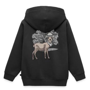 Animal De La Forêt, Cerf, Animaux De La Forêt, Cerf Élaphe, Habitants De La Forêt - Sweat Premium à capuche enfant bio - noir - Dos - AI Model Kid Male (0cm)