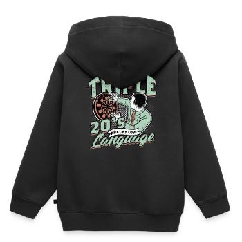 Dard joueur de fléchettes - Sweat Premium à capuche enfant bio - noir - Dos - AI Model Kid Male (0cm)