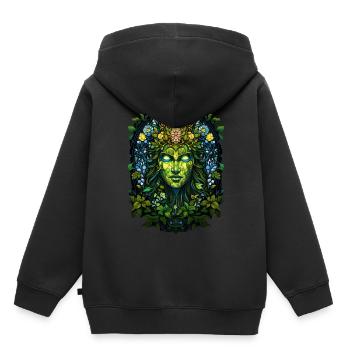 Wiccan Nature Deity Witchcraft Stained Glass Pagan - Kinder Premium Organic Hoodie - Schwarz - Hinten - AI Model Kid Male (0cm)