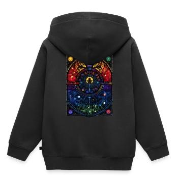 Wiccan Spellbook Paganism Stained Glass Grimoire - Kinder Premium Organic Hoodie - Schwarz - Hinten - AI Model Kid Male (0cm)