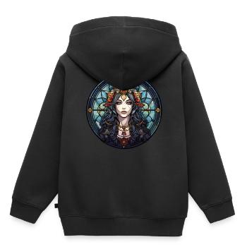 Wiccan Deity Triple Goddess Stained Glass Paganism - Kinder Premium Organic Hoodie - Schwarz - Hinten - AI Model Kid Male (0cm)