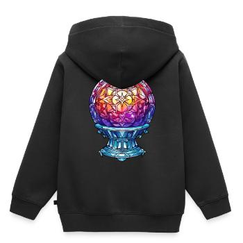 Wicca Crystal Ball Stained Glass Witchcraft Pagan - Kinder Premium Organic Hoodie - Schwarz - Hinten - AI Model Kid Male (0cm)