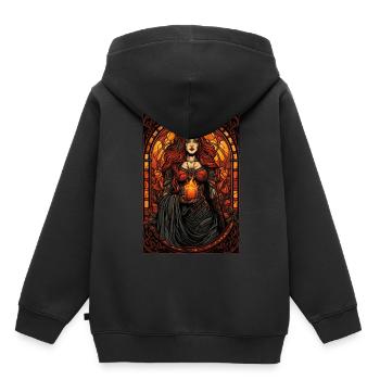 Celtic Deity Brigid Goddess Wicca Stained Glass Pa - Kinder Premium Organic Hoodie - Schwarz - Hinten - AI Model Kid Male (0cm)