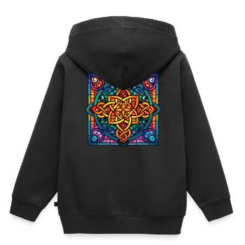 Celtic Knot Pentagram Stained Glass Witchcraft Wic - Kinder Premium Organic Hoodie - Schwarz - Hinten - AI Model Kid Male (0cm)