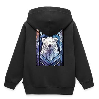 Polar Bear Wildlife Stained Glass Geometric Animal - Kinder Premium Organic Hoodie - Schwarz - Hinten - AI Model Kid Male (0cm)