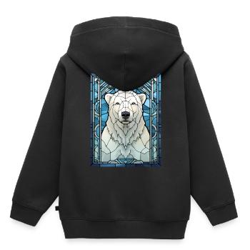 Arctic Polar Bear Stained Glass Geometric Animal - Kinder Premium Organic Hoodie - Schwarz - Hinten - AI Model Kid Male (0cm)