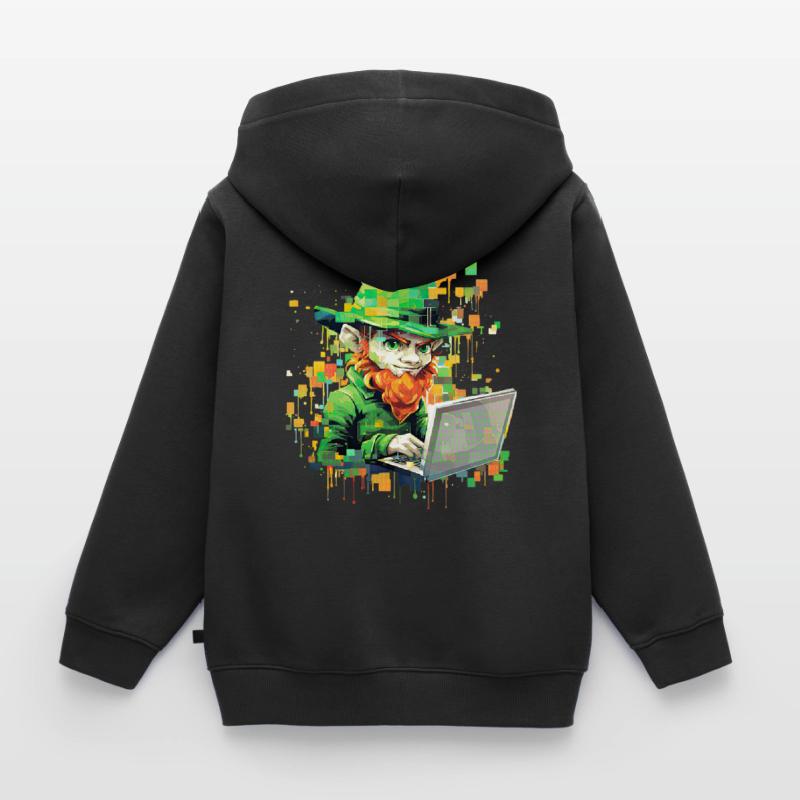 Coder Leprechaun St Patrick's Day Binary Programme Kinder Premium Organic Hoodie