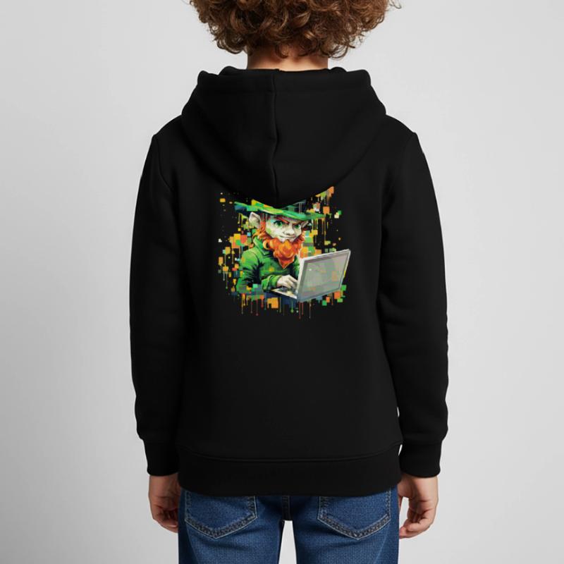 Coder Leprechaun St Patrick's Day Binary Programme Kinder Premium Organic Hoodie