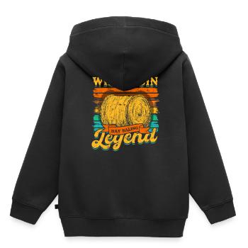 Farmer Foin Paille Paille Balle de foin - Sweat Premium à capuche enfant bio - noir - Dos - AI Model Kid Male (0cm)