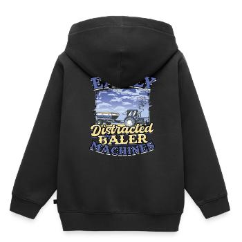 Landwirt Heu Stroh Strohballen Heuballen - Kinder Premium Organic Hoodie - Schwarz - Hinten - AI Model Kid Male (0cm)