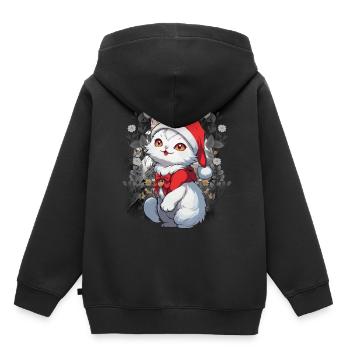 Chat, Conte De Fées, Personnage De Conte De Fées, Chats, Chat, Enfant - Sweat Premium à capuche enfant bio - noir - Dos - AI Model Kid Male (0cm)