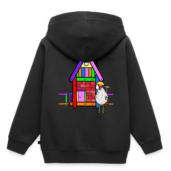 Handwerker Huhn Hühnerstall renovieren Bauherr - Kinder Premium Organic Hoodie - Schwarz - Hinten - AI Model Kid Male (0cm)