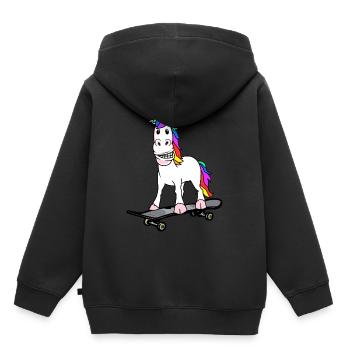 Licorne Skater Skateboard Ados Enfant - Sweat Premium à capuche enfant bio - noir - Dos - AI Model Kid Male (0cm)