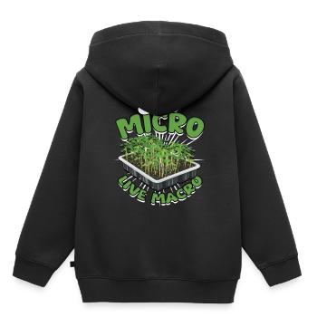 Microgreen Microgreens Eat Micro Live Macro - Kids Premium Organic Hoodie - black - Back - AI Model Kid Male (0cm)