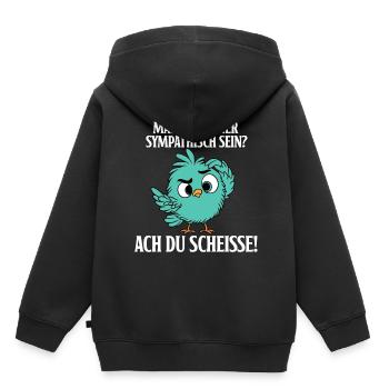 Il faut faire preuve de sympathie ici - Sweat Premium à capuche enfant bio - noir - Dos - AI Model Kid Male (0cm)