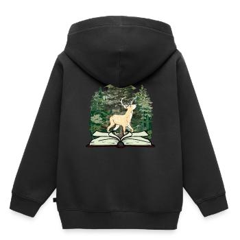 Cerf conte de fées conte de fées personnage forêt livre chevreuil - Sweat Premium à capuche enfant bio - noir - Dos - AI Model Kid Male (0cm)