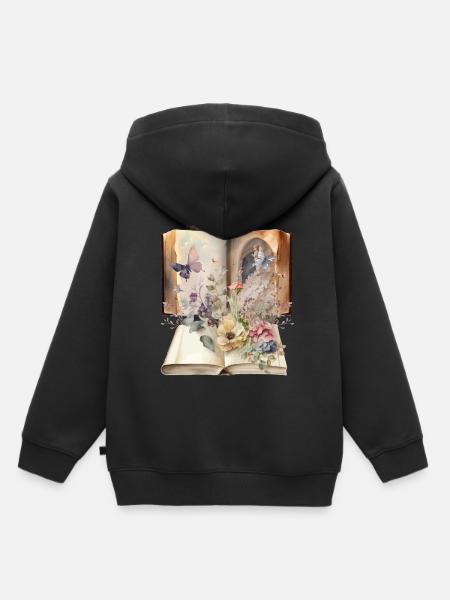 Vintage Buch Bücher Nostalgisch Blumen - Kinder Premium Organic Hoodie - Schwarz