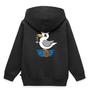 Mouette ancre marin marin marin enfants - Sweat Premium à capuche enfant bio - noir - Dos - AI Model Kid Male (0cm)