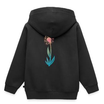 Fleur, Nature, Botanique - Sweat Premium à capuche enfant bio - noir - Dos - AI Model Kid Male (0cm)