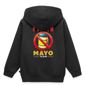 Anti mayonnaise dont je fais partie de l’équipe Je déteste Mayo - Sweat Premium à capuche enfant bio - noir - Dos - AI Model Kid Male (0cm)