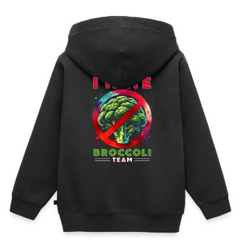 Brokkoli Je fais partie de l’équipe Je déteste le brocoli - Sweat Premium à capuche enfant bio - noir - Dos - AI Model Kid Male (0cm)
