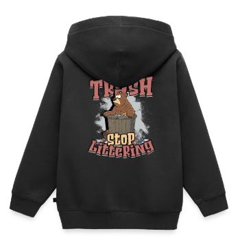Umweltschützer Don't be Trash Stop Littering - Kinder Premium Organic Hoodie - Schwarz - Hinten - AI Model Kid Male (0cm)