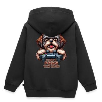 Dog gamers, Dog game freak shih tzu - Sweat Premium à capuche enfant bio - noir - Dos - AI Model Kid Male (0cm)